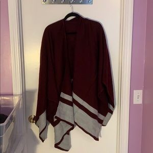 Tobi red white campfire poncho Shawl cape